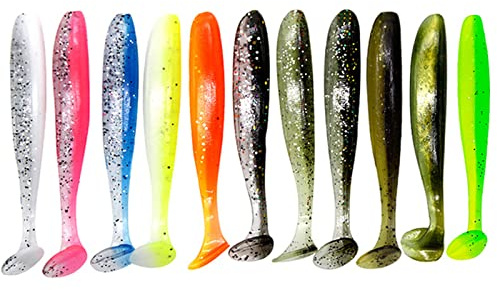 Fleymu 110 Piezas Señuelos Pesca Cebo Blando De Pesca Cebo Biónico Cebos Artificiales Señuelos De Pesca De Plástico Pesca Accesorios para Trucha Perca Lucioperca, Agua Salada/Agua Dulce, 11 Colores