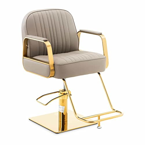 Physa Physa Staunton BEIGE - Sedia da parrucchiere con poggiapiedi, colore beige Staunton, colore oro e beige