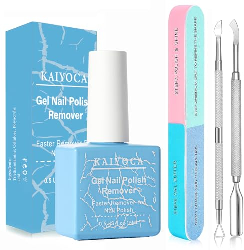 Removedor de uñas de gel con 2 empujadores de cutículas + lima de uñas, removedor de uñas de gel acrílico, elimina el esmalte de uñas rápida y fácilmente en 3-5 minutos