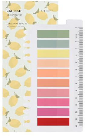 Ordinate 200 Stück Haftstreifen, Transparente Haftnotizen, sticky notes, Index Tabs klebezettel, Beschreibbare Haftmarker pastell, stationary supplies, Bücher zubehör(B - 200 Stück Lemonade Blooms)