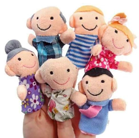 PLAYZOCO Marionetas Dedos Peluche Familia, Juego de títeres de Dedo de Familia, Juguetes Educativos, Marionetas niños, Títere de Dedo, Finger Puppet, Material Felpa, 6 Unidades, Familia
