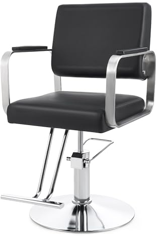 CO-Z Svart frisörstol, justerbar höjd 41 till 56 cm, svängbar 360°, 250 kg, för frisörsalong och barberare