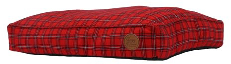 Ancol Donut Dog Bed in Red Tartan - Comfortable Pet Accessory with Removable Outer - Puppy Cat Mat Sleeping Place - 75 x 60cm