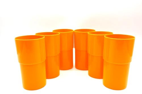 Kimmel Vasos de 330 ml, 6 unidades, en juego de vasos de fiesta, vajilla infantil, vasos de plástico, color naranja