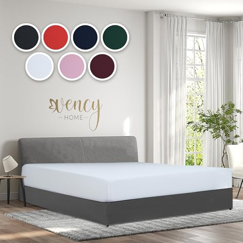 Vency Jersey Spannbettlaken 160x200cm Weiß - Spannbetttuch 100% Baumwolle, Bettlaken 160x200 Bis 25 cm Matratzenhöhe Weiß