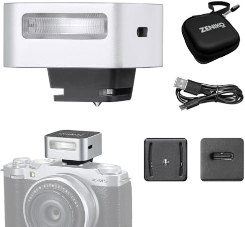 ZENIKO ZF08 Aluminum Mini Flash Speedlite,5 Power Levels CCT 6500K±200K 440 Full-Power On Camera Flash for DSLR Cameras(Silver)