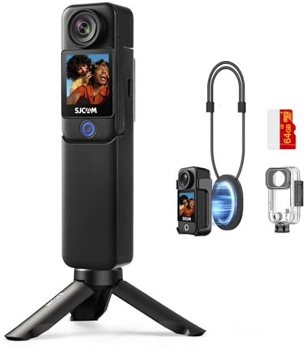 SJCAM C300 Camera Vlog 4K,460 Min d'Autonomie,Double Écran Tactile,Caméra Sport Aquatique,Stabilisation 6 Axes,Idéale pour Vlog,Voyages,Activités Extérieures,Kit avec Accessoires,Noir (64G)