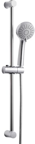 OFFO Conjunto Soporte Ducha, Barra de Ducha de 70 cm de Acero Inoxidable con Manguera de 1.6 m, Alcachofa de Mano (3 Modos, 100 mm), Duchas de Baño Columna Ducha sin Grifo, Cromo