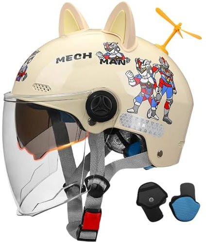 Casco Infantil Abierto Tipo Jet Para Motocicleta, Ideal Para Niños Y Niñas De 3 A 14 Años. También Apto Para ATV, Motocross, Scooter Y Karts. Homologado ECE. A,49-54cm