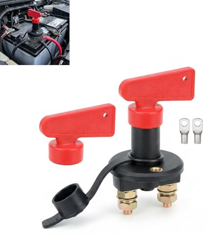 Desconectador de Batería Coche 12V 300A con 2 Llaves, Interruptor de Desconexión de Batería Duradero y Seguro, Aislador para Coche, Barco, Moto y Tractor, Desconectador Corriente Batería 12V