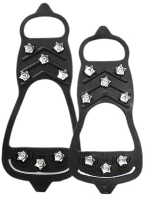 Grödel 8 Teeth Cramponger för snö och isspinnar för skor, halkfria, vinter, utomhus, vandring, klättring, halkfria överdrag för grippare för vintervandringar (L (EU41–46))