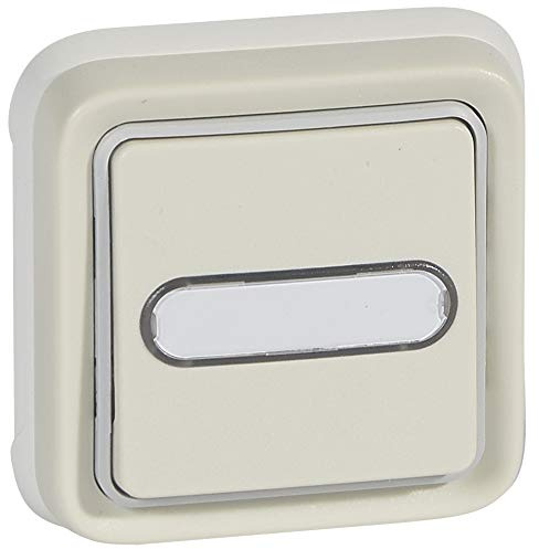 Legrand 069864 Poussoir Inverseur Étanche No, Nf Lumineux avec Porte-étiquette Plexo, Complet Encastré, 10A, Blanc