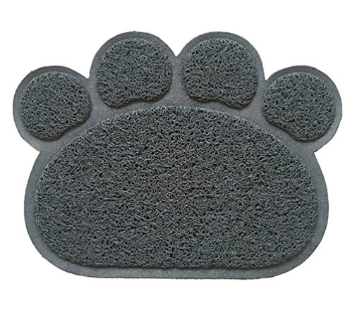 Tapis pour bac à Litière,KINGCOO Tapis de Litière pour Chat Plat Bol d'alimentation pour Nourriture Tapis de Nettoyage 30 * 40cm (Gris)