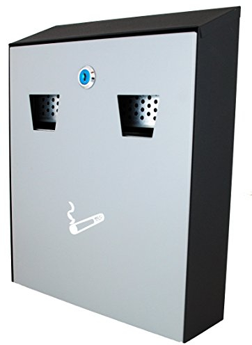 Buckingham Wand montiert Outdoor Zigarette Bin, Edelstahl, Grau/Schwarz, 26 x 8.2 x 32 cm