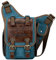 S-ZONE Herren Schultertasche Vintage Canvas PU Leder Crossbody Sling bag Brusttasche Military Sporttasche Multipurpose Rucksack für Reise Wandern Schule Freizeit
