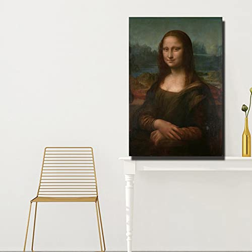 Leonardo Da Vinci-Mona Lisa Canvastryck för vardagsrum Vägg-världsberömda oljemålningar Replika-figuraffischer på väggen 50x75cm(20x30in) Ramlösa
