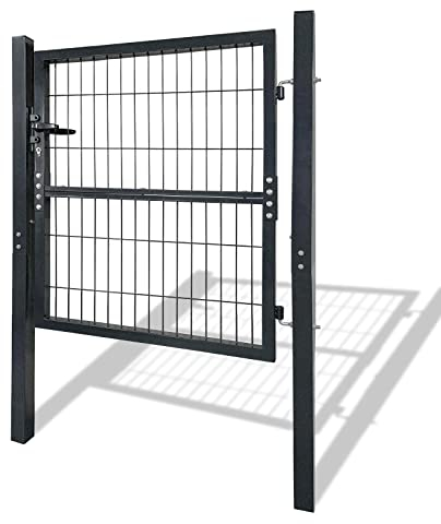 LZQ Gartentor Gartentür Anthrazit Robust Langlebig Zauntür Tor Abschließbares, Gartenpforte Korrosionsschutz und Langlebigkeit inkl. Türpfosten Kunststoffgriffe und Einsteckschloss (100×100cm)