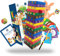 HELDENGUT® geliebter 4in1 Wackelturm Holz für Kinder ab 3 Jahre - Stapelspiel aus hochwertigem Stapelturm - Montessori Spielzeug ab 3 Jahre für Mädchen & Junge
