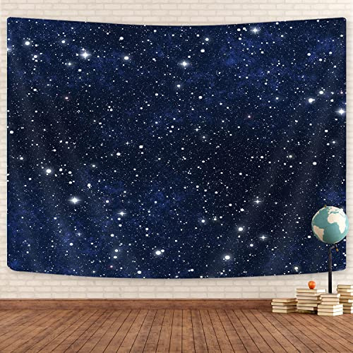 GOAOK Outer Space Galaxy Tapestry, Dark Blue Starry Night Sky Stars Moon Ceiling Tapestries, 60X40Inch Fantasy Cosmic Universe Celestial Small Tapestry Wall Hanging for Bedroom Room Dorm