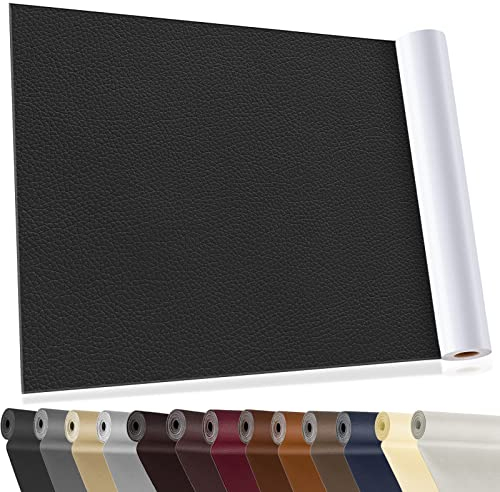 YAFLC kunstleder selbstklebend Schwarz, 40 x 160cm leder patch selbstklebend, kunstleder reparaturset für couch Autositz Sofa Möbel Leder Reparatur Jacken und Renovierung