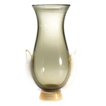 YourMurano - Vaso en vidrio de Murano para la decoración del hogar, obra de arte en vidrio hecha a mano, Made in Italy, vaso clásico anfora ahumada.