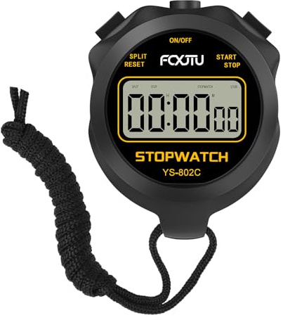 FCXJTU Simple Digital Sports Stopwatch, No Bells, No Clock, No Alarm, Simple Basic Operation, Silent, ON/Off, Pure Stopwatch for Swimming Running Training Kids Coaches Referees Teachers Black