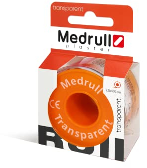 Medrull Fixierpflaster 5m x 2,5 cm TRANSPARENT Pflaster Rolle mit starker Klebekraft - sicheren Fixierung von Wundverbänden