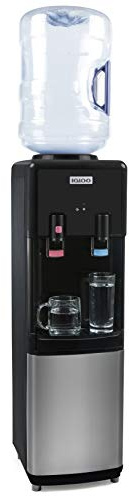 Igloo Top Loading Water Cooler with Removable Tray & Energy-Saving Features - Water Tower with Hot, Cold Temperature Settings- Water Dispenser Fits 3 & 5-Gallon Jugs with Child Safety Lock- Stainless