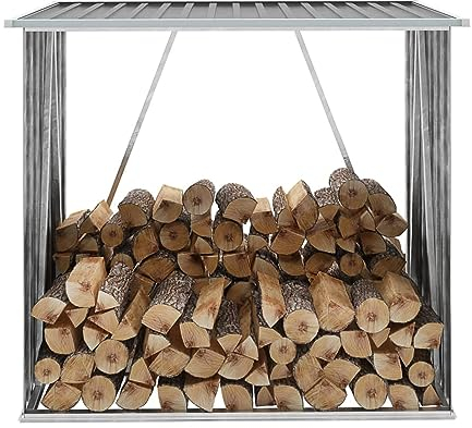 GuyAna Brennholzlager Verzinkter Stahl 163 x 83 x 154 cm Brennholzlager Holzunterstand FüR Kaminholz Aussen FeuerholzstäNder Kaminholz Unterstand Grau