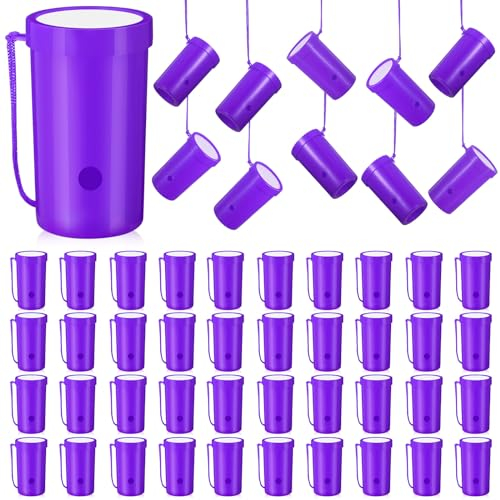 Jenaai 50 Pcs Mini Air Horn 3 Inch Noisemakers for Sporting Events Fun Stadium Loud Noise Maker Blow Horn Noise Whistle with Lanyard for Birthday Party Celebrations Goodie Bag(Purple)
