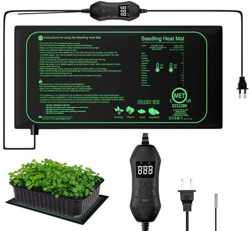 HIULLEN Heizmatte Pflanzen mit Thermostat, 50W Reptil Dragon Temperatur Heizkissen, Zimmergewächshaus Gewächshaus Heizkissen, Wärmematte Pflanzen für Sämling Germination und Haustier-52x25cm