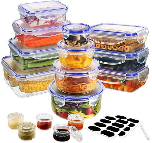 YASHE 32er Frischhaltedosen mit Deckel, Luftdichte Aufbewahrungsbox, BPA-Frei kunststoff Aufbewahrungsbehälter für Küche, Vorratsdosen Set mit Etiketten