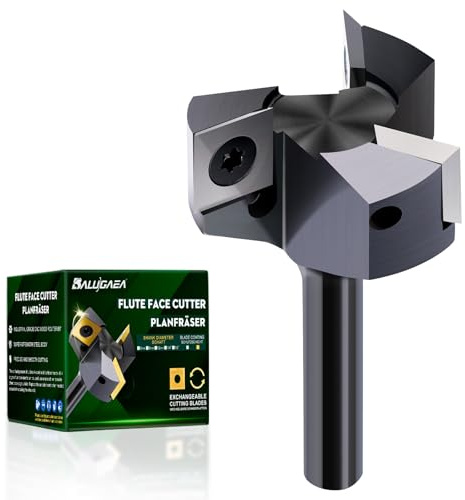 BALUGAEA RPM16000 Planfräs, 8 mm skaft, 3 tänder, diameter 39 mm, för fräs med vändbara plattor 12 x 12 x 2,2 mm, för trä, MDF, lövträ, plast