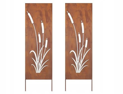 Kapaga - Paravent Métal 2x - 160 cm x 50 cm - Corten - Effet Rouillé Paravent pour Jardin - Élément de Paravent - Mur de Protection - Décoration de Jardin - Clôture - Rouille (Cerfs)
