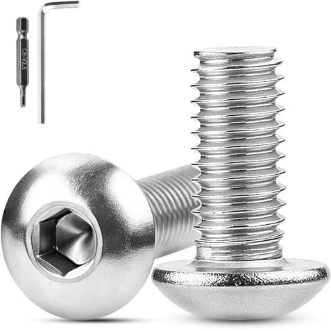 XRXYMQ M4 Bolts 100 Pcs Bolt M4 x 12 mm Hex Socket Button Head Screws Stainless Steel Bolts A2 Machine Screw for Home Furniture Wood Assembly Repair Industrial Electronic
