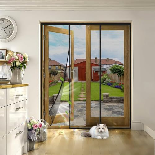 Mosquitera magnética para puertas y ventanas 100x225cm Negro Antiinsectos, moscas, mosquitos, antiinsectos, moscas, se admiten mascotas, puertas de balcón, puertas corredizas