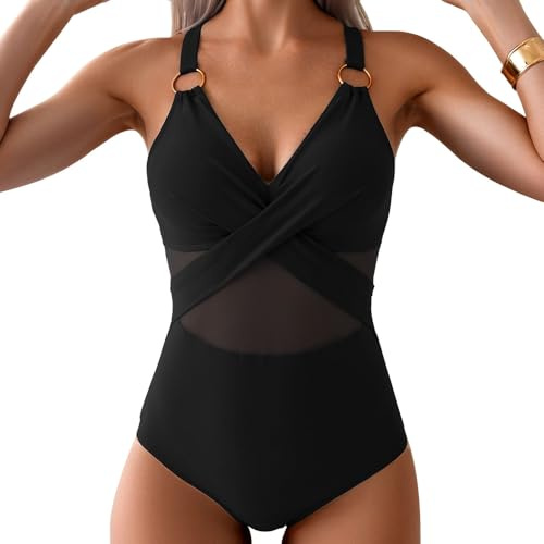 Badmode, baddräkt, dam, magkontroll, ett stycke, strandmode, hög midja, monokini-baddräkter för kvinnor, badmode, baddräkt, svart, S