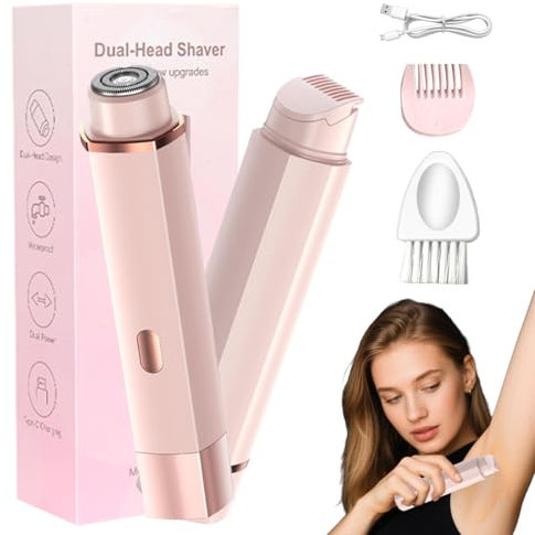 WRQIOO Rasoio Intimo Donna, 2 in 1 Rasoio Elettrico Donna Inguine, Rasoio Elettrico Intimo Donna Impermeabile IPX7, Ricaricabile Rasoio Elettrico Corpo Donna per Ascelle, Gambe, Corpo, Viso(Rosa*1)