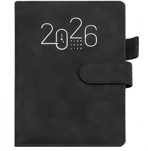 2026 Daily Planner, Academic Diary Day per Page, A5 Diary 2026 Day Per Page Pen Insert, Diary 2026 Day Per Page With Month Index, Agenda & Daily Calendar Journal Personal Daily Organizer, 14x21cm, Pin