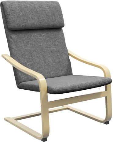 HOMCOM Fauteuil de Salon avec Accoudoirs Incurvés 65 x 79 x 98 cm Gris | Coussin, Chaise de Salon en Tissu Effet Lin pour Chambre, Confortable