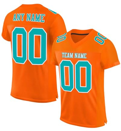 American Football Jersey Personalized for Men Women Youth, Custom Name Number Team Name Logo Jerseys, Personalised Breathable Sports T-Shirts, Quick Dry Rugby Wicking Active Tops
