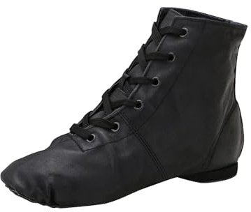 Chaussures de ballet en cuir synthétique souple - Chaussures de danse montantes - Chaussures de danse souples et confortables - Pour débutants, danses de spectacle, Noir , 30 EU