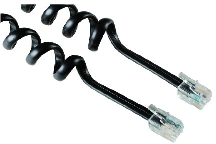 Hama Cordon pour combiné téléphonique (fiches modulaires 4p4c, spiralé, plat, 3 m) Noir