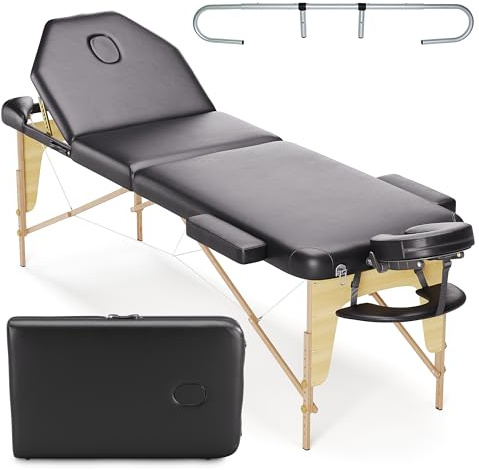 Beltom® LETTINO MASSAGGIO NERO 3 ZONE NUOVO MODELLO - XL 185X60 CM + PORTAROTOLO PANNELLO REIKI ANGOLI ARROTONDATI RINFORZATI - LETTINI MASSAGGI PORTATILE PIEGHEVOLE ESTETICA FISIOTERAPIA TATUAGGI