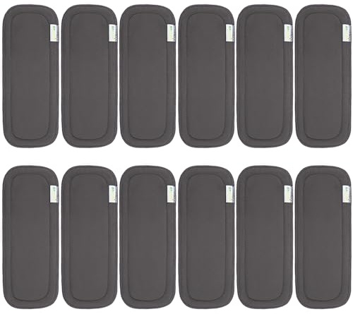 Wegreeco Reusable Soft 5 Layers 12 Pack Charcoal Inserts for Baby Cloth Diaper,High Absorbing Washable Liners