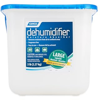 Camco Moisture Absorber Bucket - Features Fast-Acting Moisture-Absorbing Agent - No-Fragrance Beads – Use with RV Storage, Camper Organization & More (44282)