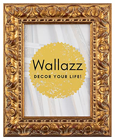 Wallazz Cornice Portafoto in Legno 15x20cm Oro. Cornice per Foto con Vetro Sintetico Infrangibile - Porta Foto Decorativo - Made in Italy