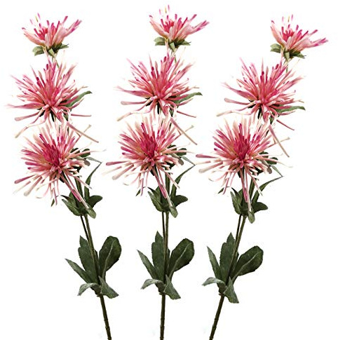 Lily Garden Spider Mum Artificial Flower 32 Real Touch 9 Flowers Pack of 3 (Rose Pink)