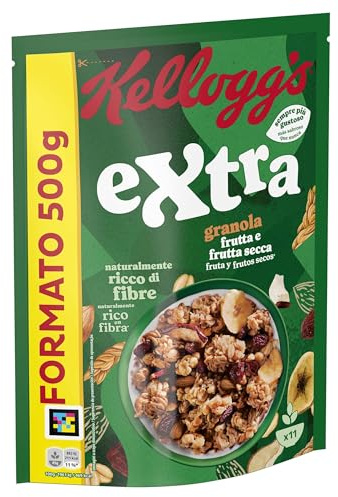 Kellogg's Cereali Extra | Gusto Frutta e Frutta Secca | Granola con Avena Croccante | Confezione Singola da 500g (1 x 500g)