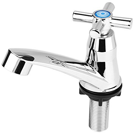 Becken Wasserhahn Einhand Wasserdüse Kaltwasser Wasserhahn, moderne Single Wasserhahn Waschbecken Zubehör Chrom Finish Wasserhahn für zu Hause Badezimmer Waschbecken Küchenbecken(Kreuzgriff)